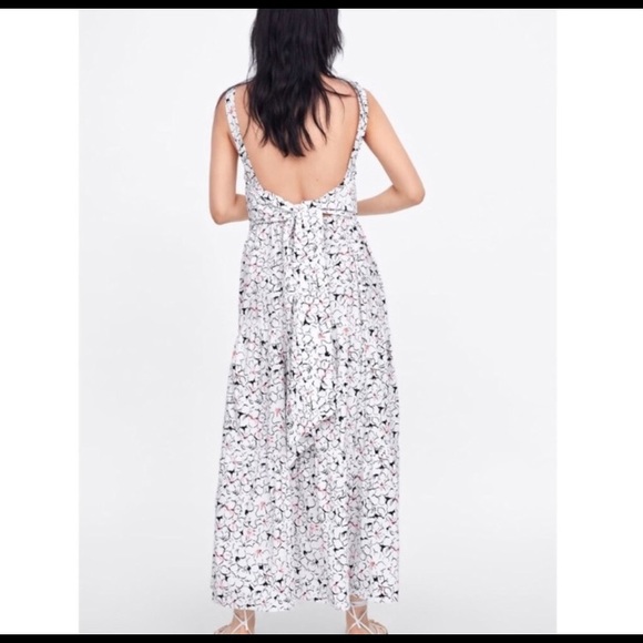 ZARA  FLORAL BOW  BACK DRESS size XL - Picture 3 of 5